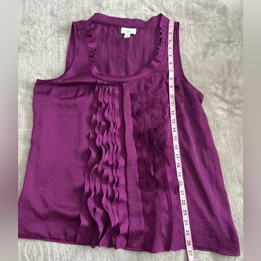 LOFT Purple Ruffled Sleeveless Top - Picture 3 of 6